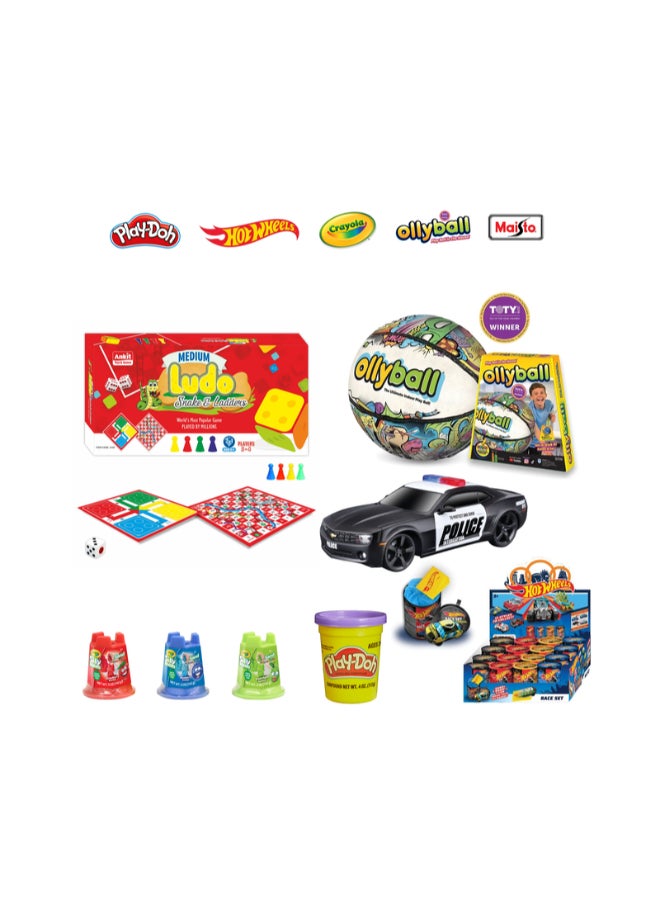 Ultimate Boys' Adventure Gift Box – 6-Piece Limited Edition Bundle featuring Maisto Tech Camaro, Hot Wheels Race Set, Ollyball & Crayola Sand – Premium Activity Gift Set for  3+ Years Boys - Image 1